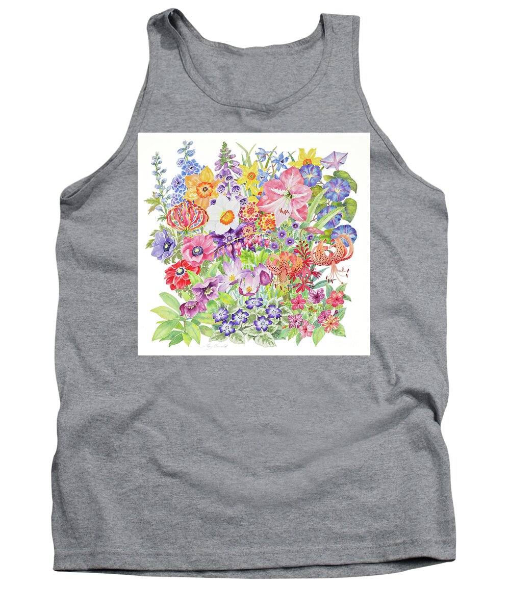 Floral Tank Top featuring the painting Toxic Tango IV Fateful Flowers by Lucy Arnold