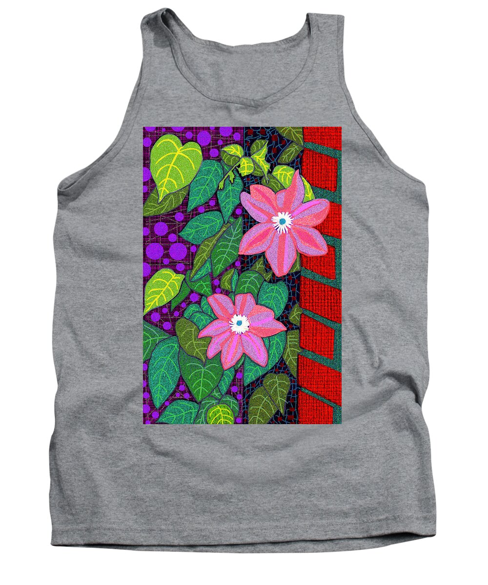 Smokey Mountains Tank Top featuring the digital art Trellis Blooms by Rod Whyte
