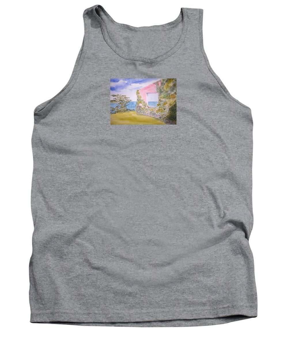 Watercolor Tank Top featuring the painting Tropical Lore by John Klobucher