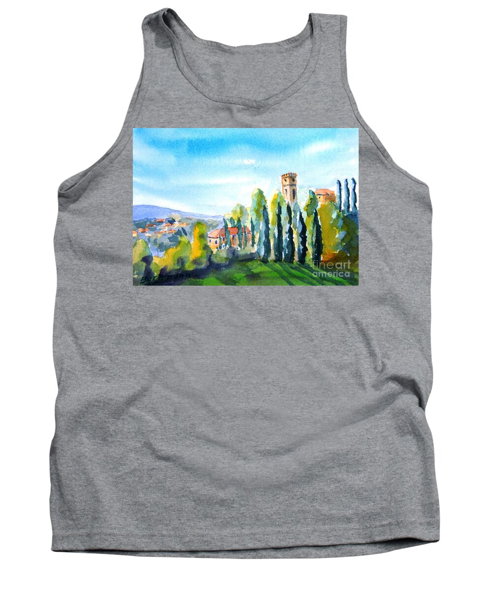 Castle Tank Top featuring the painting Tuscany I by Petra Burgmann