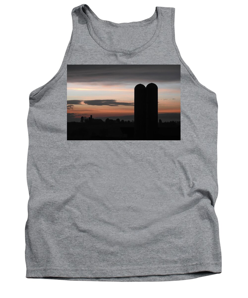 Pink Clouds Tank Top featuring the photograph Twilight Silos by Tana Reiff