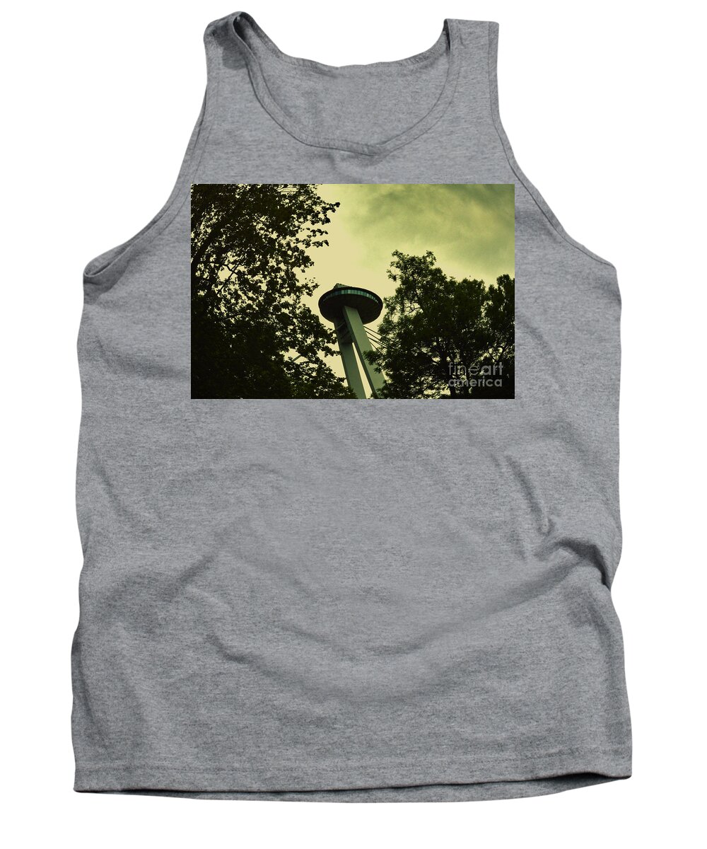 Ufo Tank Top featuring the photograph UFO in a vortex above Bratislava by Yavor Mihaylov