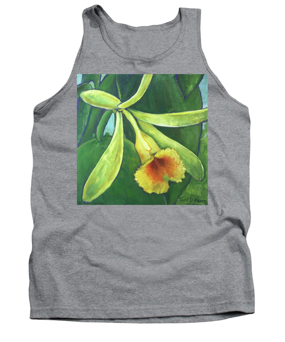 Orchid Tank Top featuring the painting Vanilla Orchid by Tara D Kemp