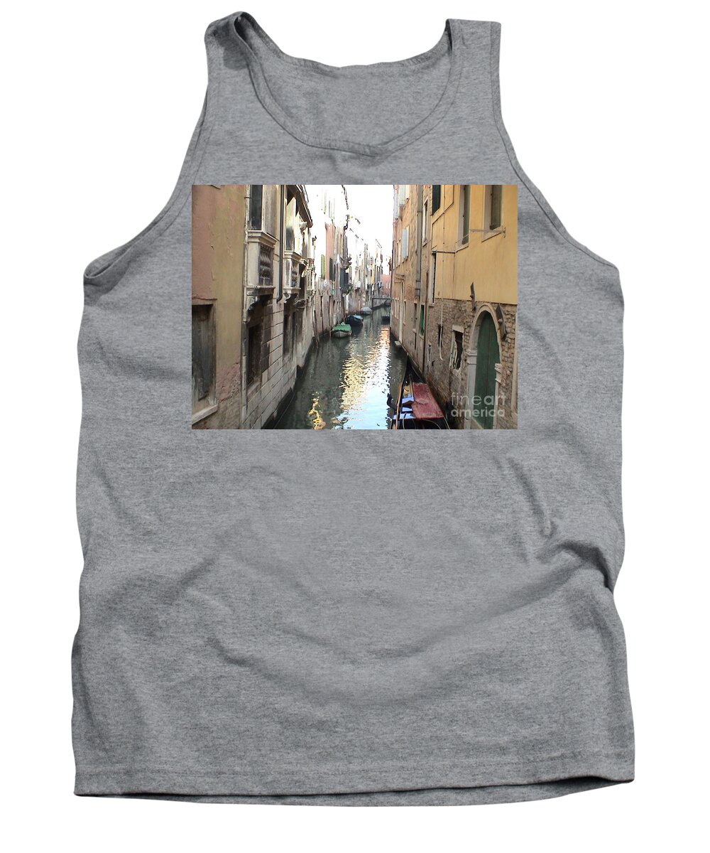 Venice Tank Top featuring the photograph Venice Italy Canal Water Way Gondolas Panoramic View by John Shiron
