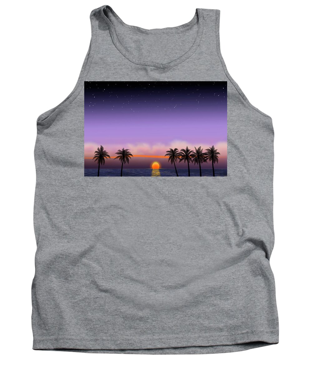 View From The Beach Tank Top featuring the painting View from the Beach / Santa Monica California by David Arrigoni