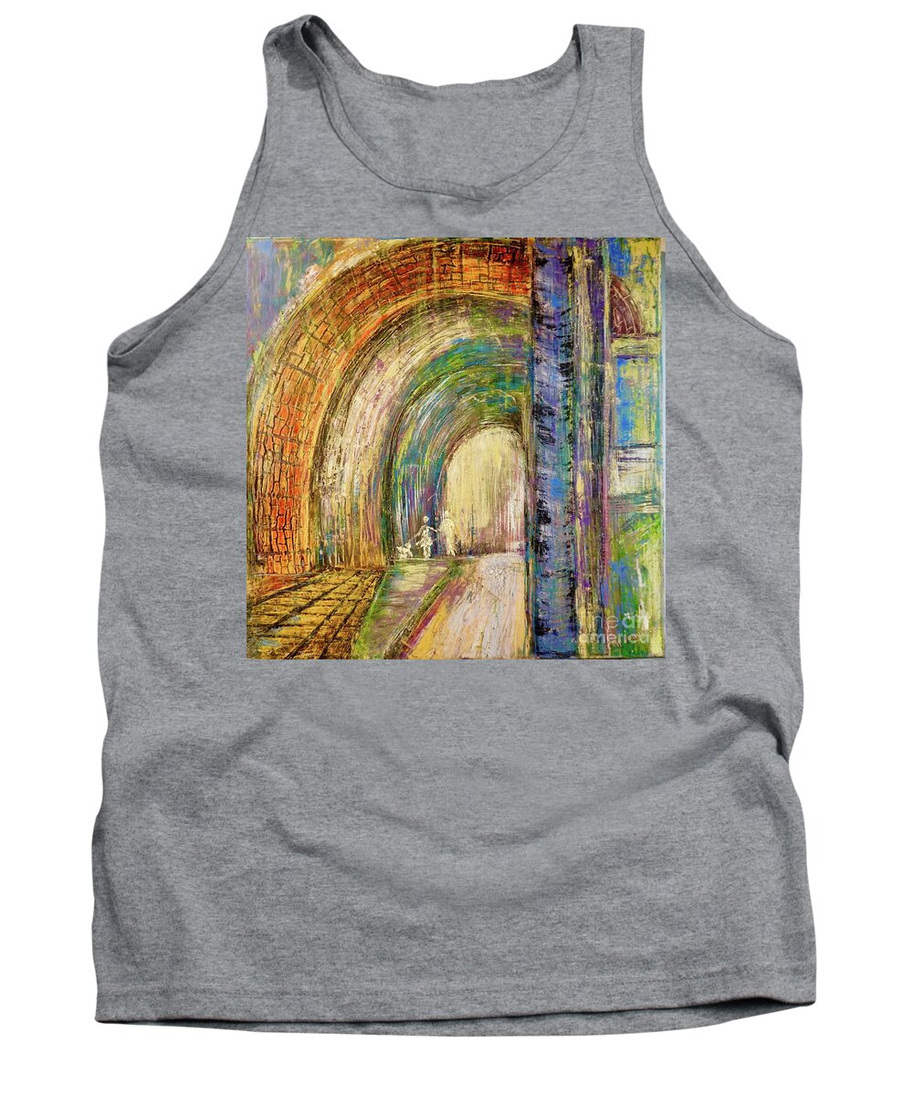 Geometric Tank Top featuring the painting Walking Through by Patty Donoghue