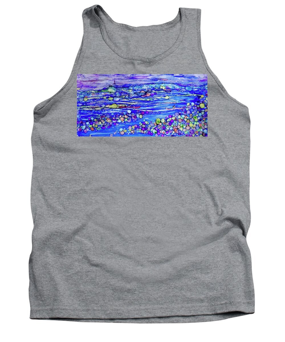 Wide Tank Top featuring the painting Water Sport Whimsy in Billboard Wide Format by Patty Donoghue