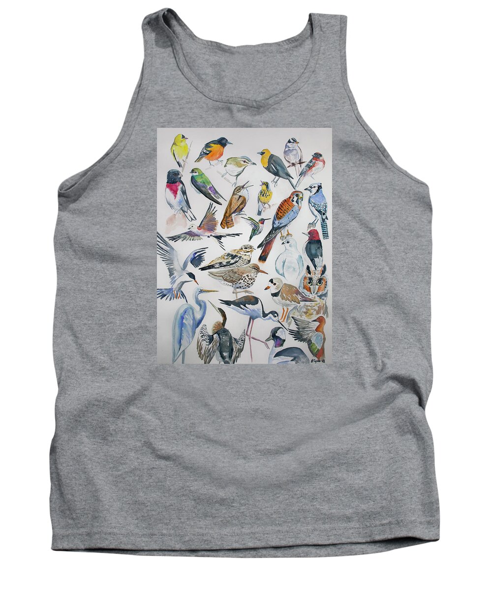 Bird Tank Top featuring the painting Watercolor - North American Birds by Cascade Colors