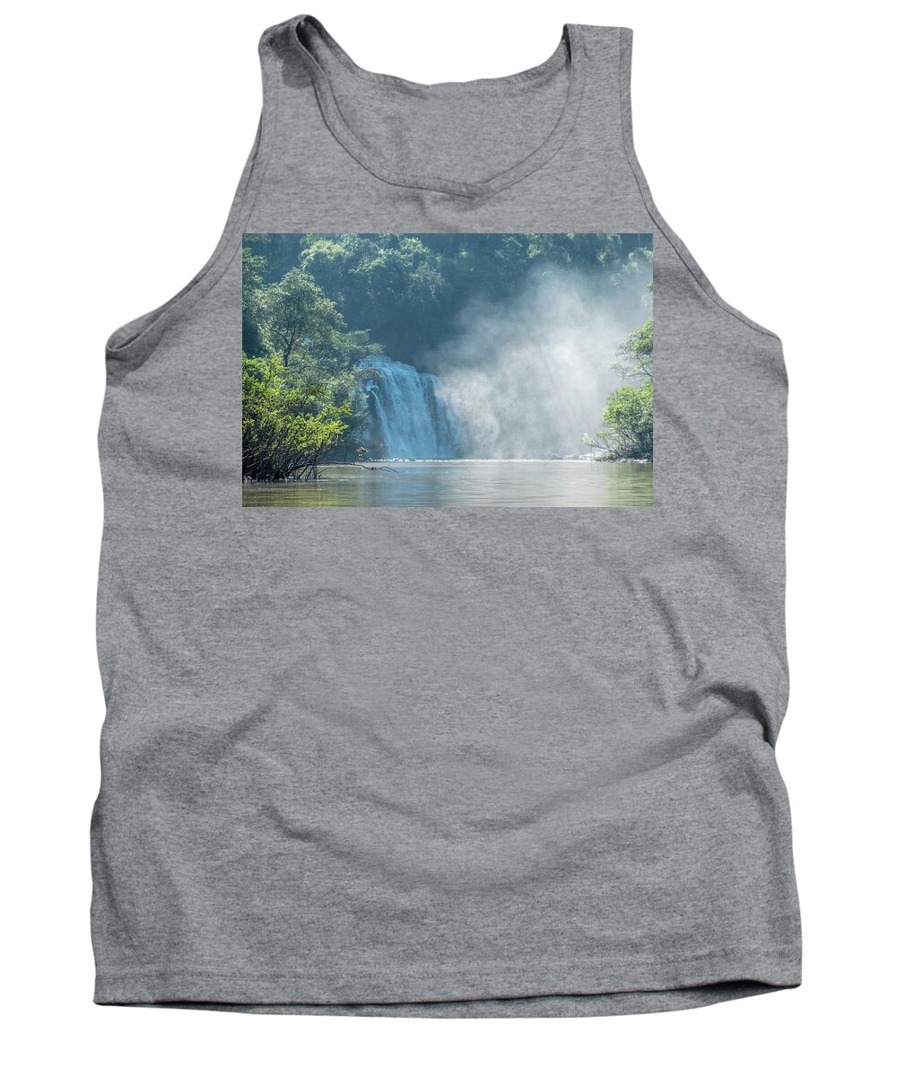 Parana Tank Top featuring the photograph Waterfall, sunlight and mist by Mark Hunter
