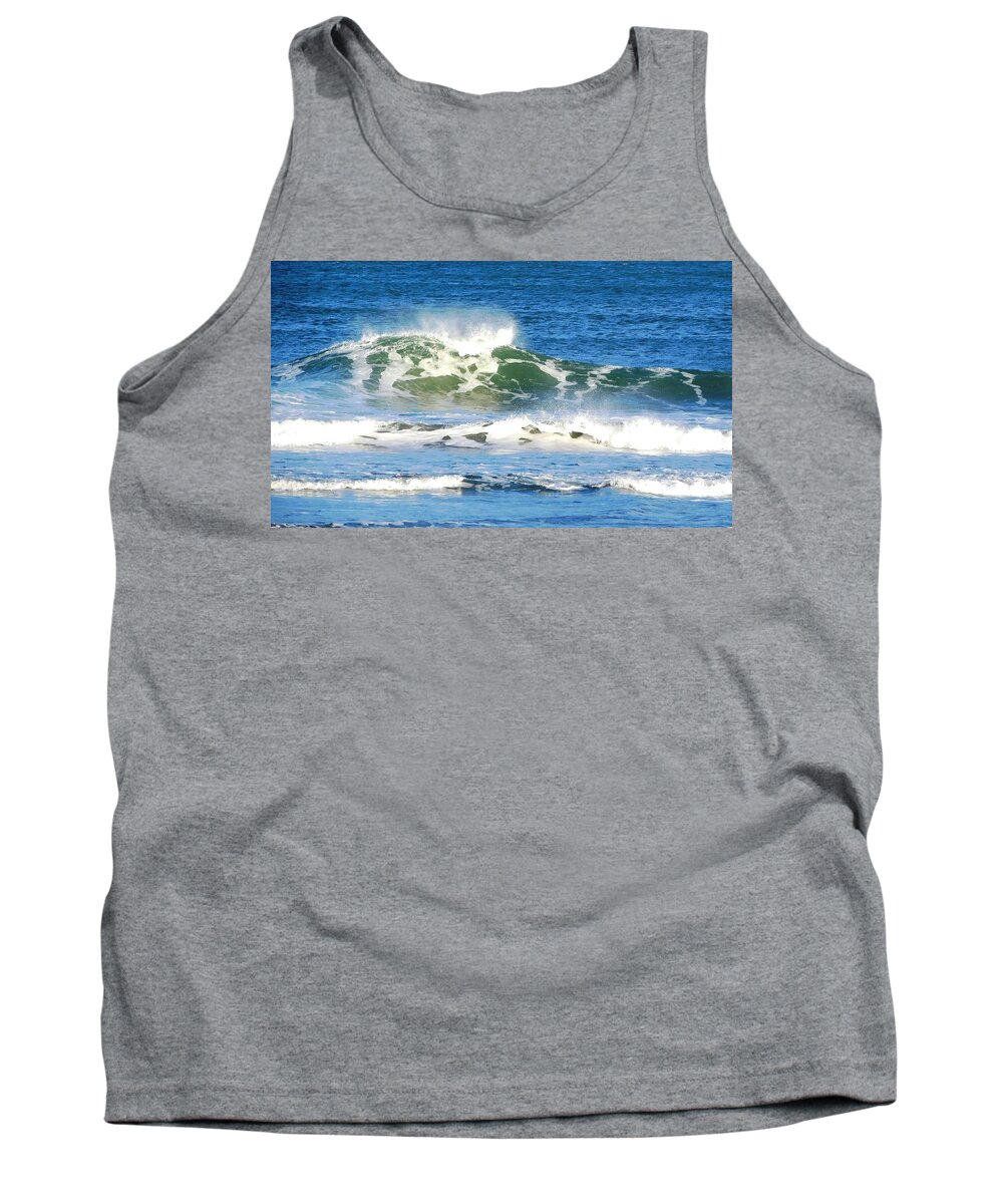 Sea Tank Top featuring the photograph - Waves at Long Sands, York ME by THERESA Nye