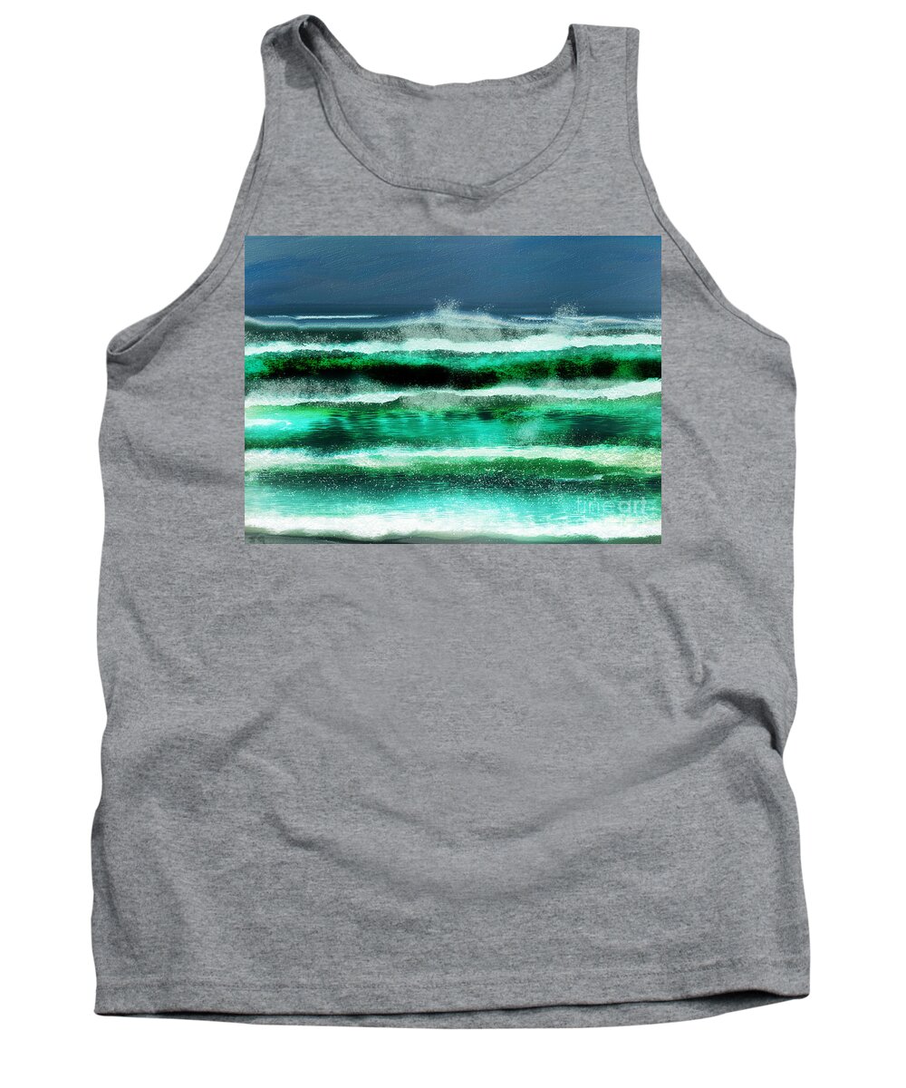 Waves Tank Top featuring the digital art ''What a day, to rip the waves '' by Julie Grimshaw
