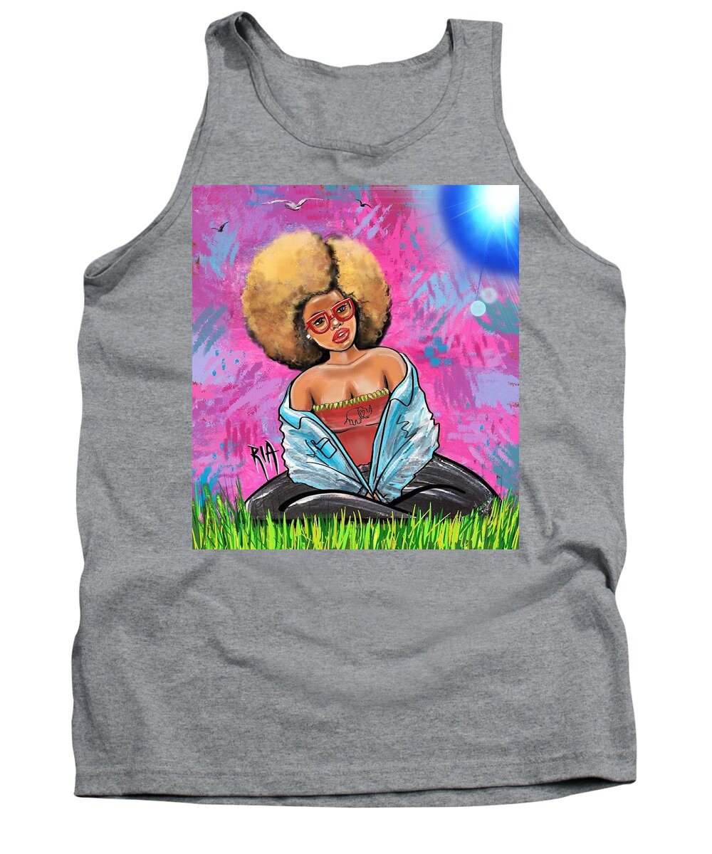 Sun Tank Top featuring the painting What if the Sun was Blue... Would it change the way I Look at you by Artist RiA