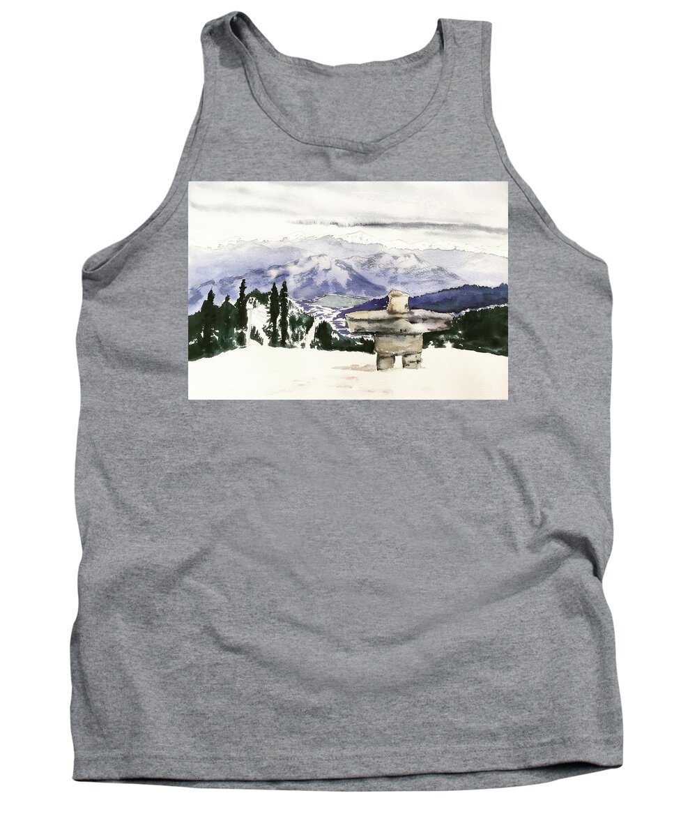 Inukshuk Tank Top featuring the painting Whistler views by Sonia Mocnik