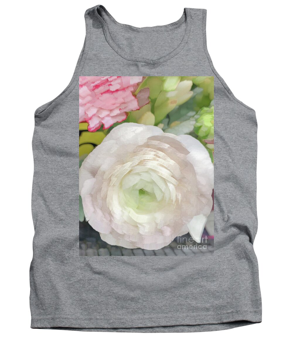 Abstract Tank Top featuring the photograph White rose pastel by Phillip Rubino