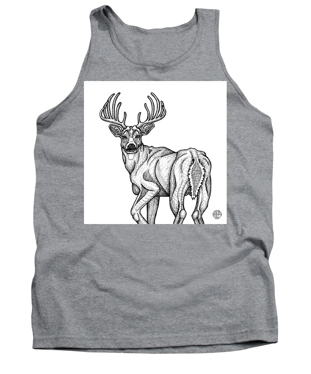 White Tailed Buck Tank Top featuring the drawing White Tailed Buck by Amy E Fraser