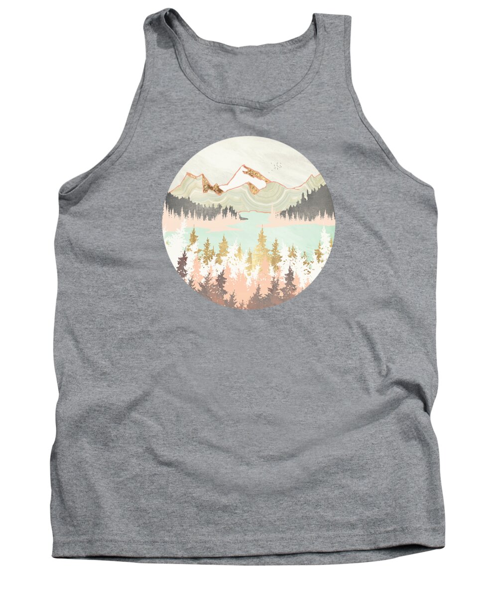 Abstract Landscape Of A Winter Bay With Trees Tank Top featuring the digital art Winter Bay by Spacefrog Designs