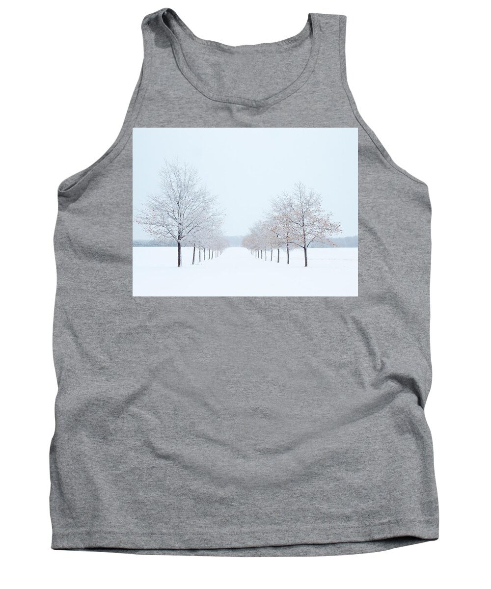 Trees Tank Top featuring the pyrography Winter Lane by Lori Frisch