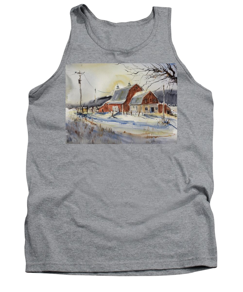Watercolor Tank Top featuring the painting Winter Light by Judith Levins