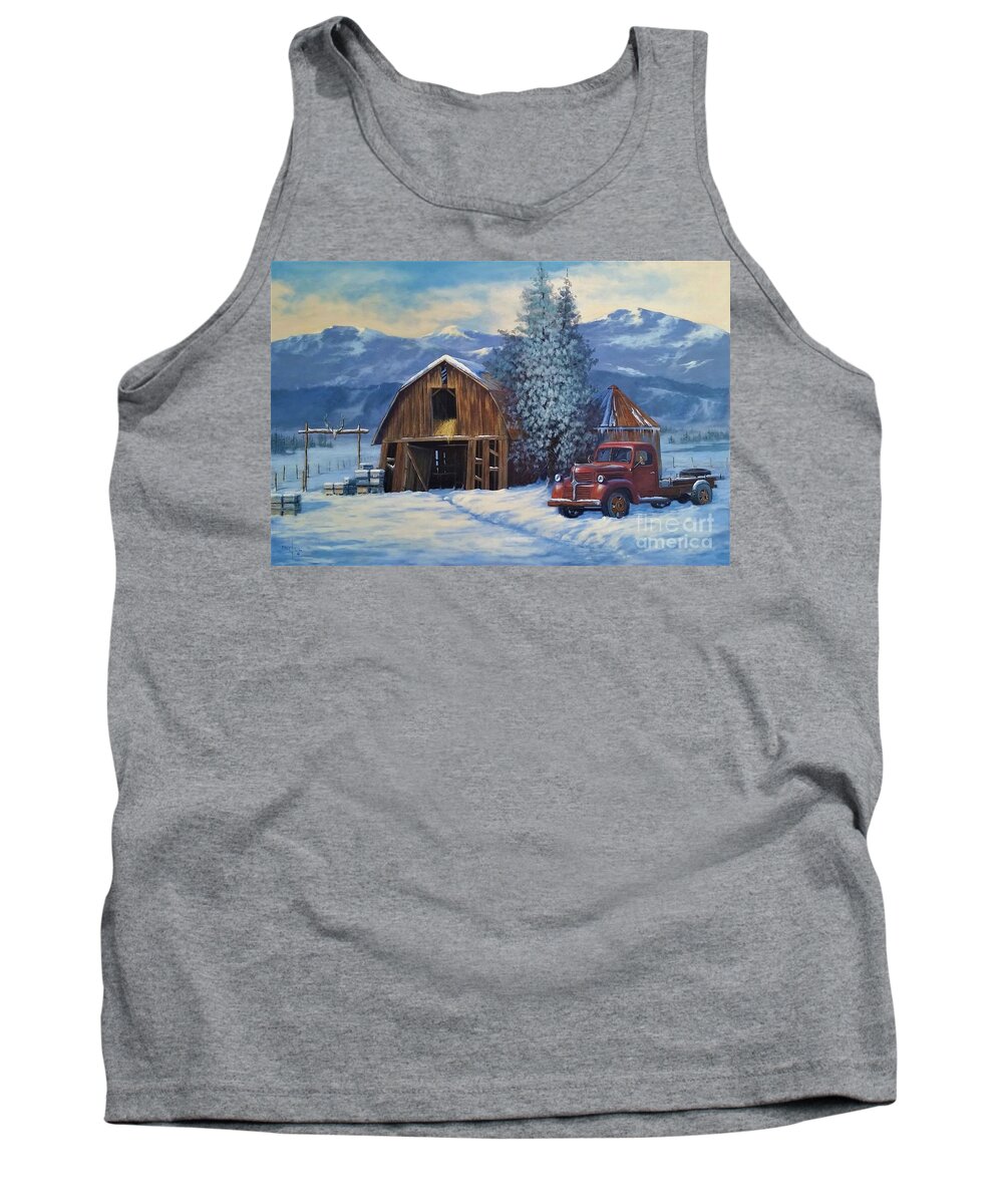 Barn Painting Tank Top featuring the painting Winters Rest by Paul K Hill