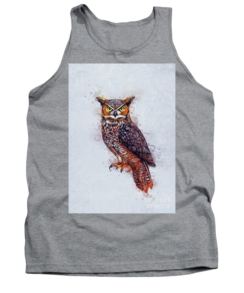 Bird Tank Top featuring the digital art Wise Owl by Ian Mitchell
