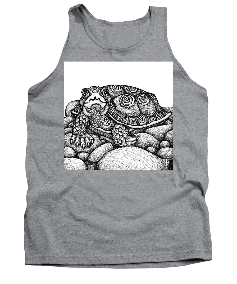 Turtle Tank Top featuring the drawing Wood Turtle by Amy E Fraser
