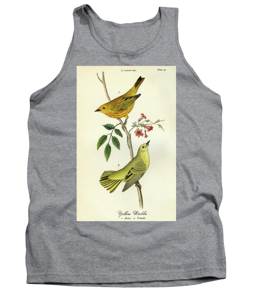 Bird Tank Top featuring the mixed media Yellow Warbler by Unknown