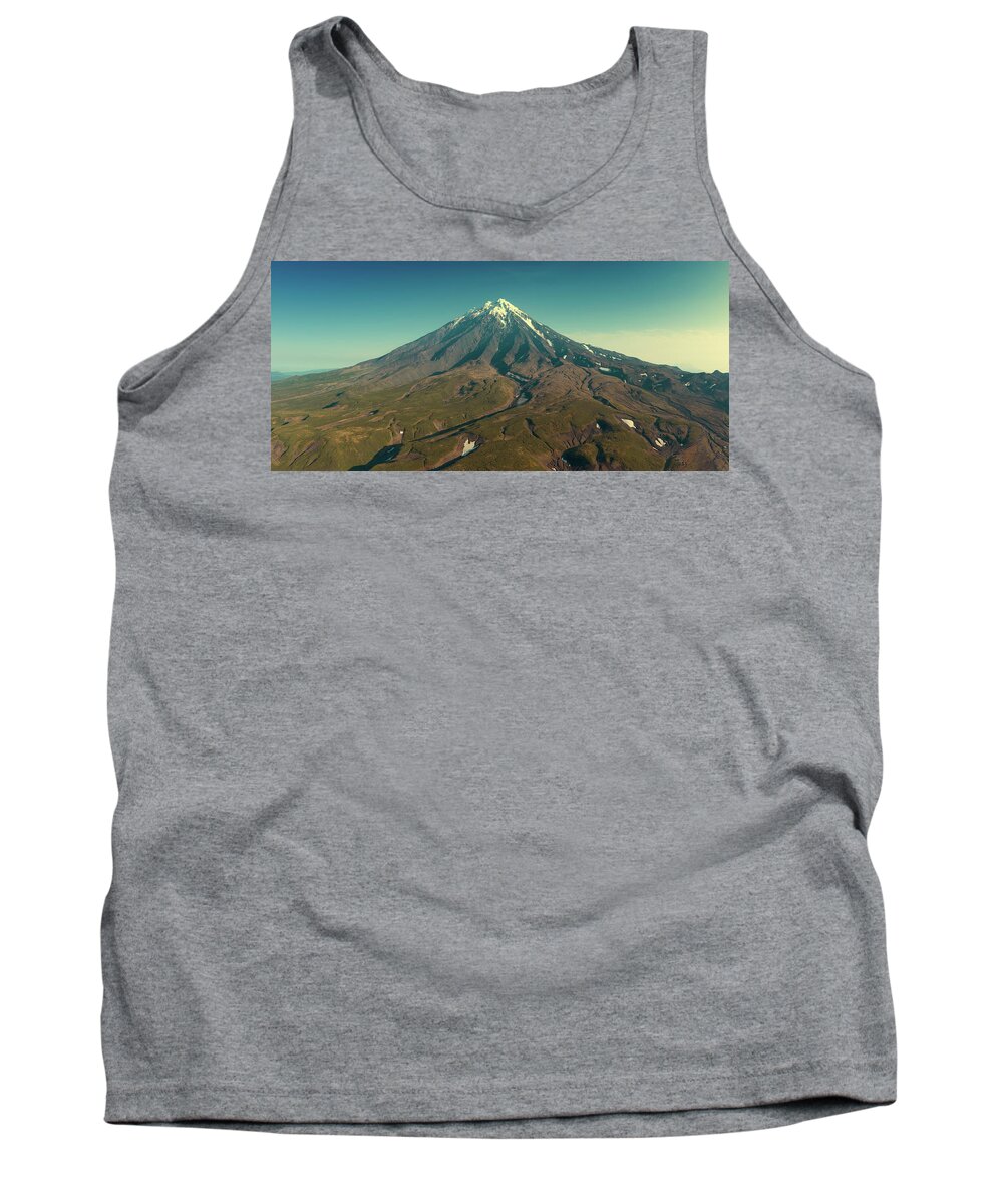 Volcano Tank Top featuring the photograph Aerial panorama of Koryaksky volcano #1 by Mikhail Kokhanchikov