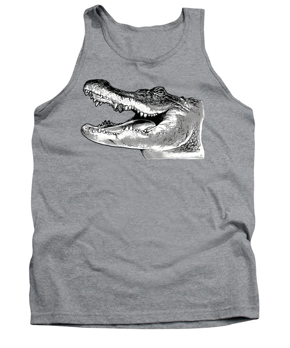 American Tank Top featuring the drawing American Alligator by Greg Joens