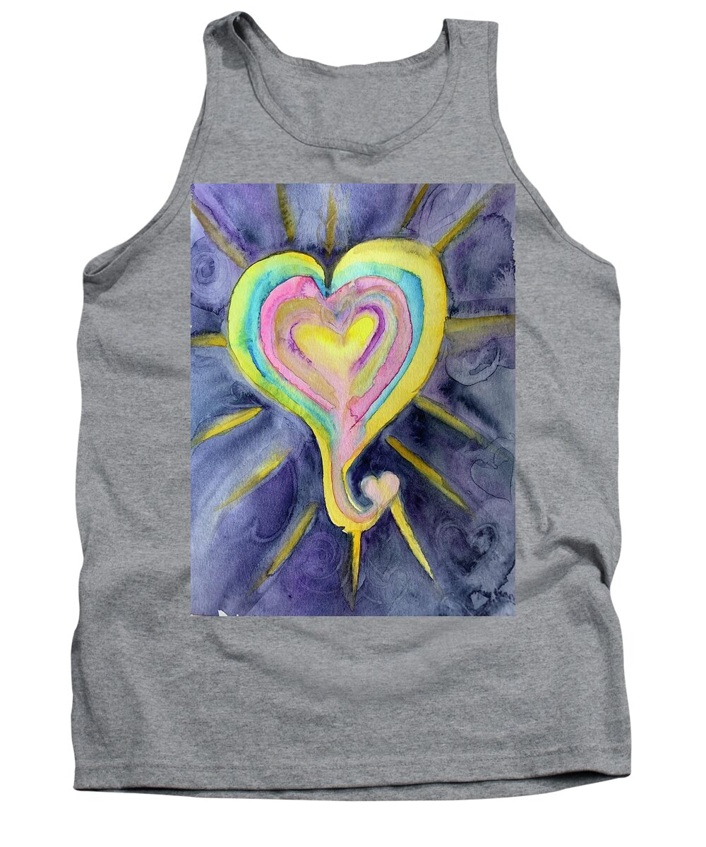 Heart Tank Top featuring the painting Bountiful Heart #1 by Sandy Rakowitz
