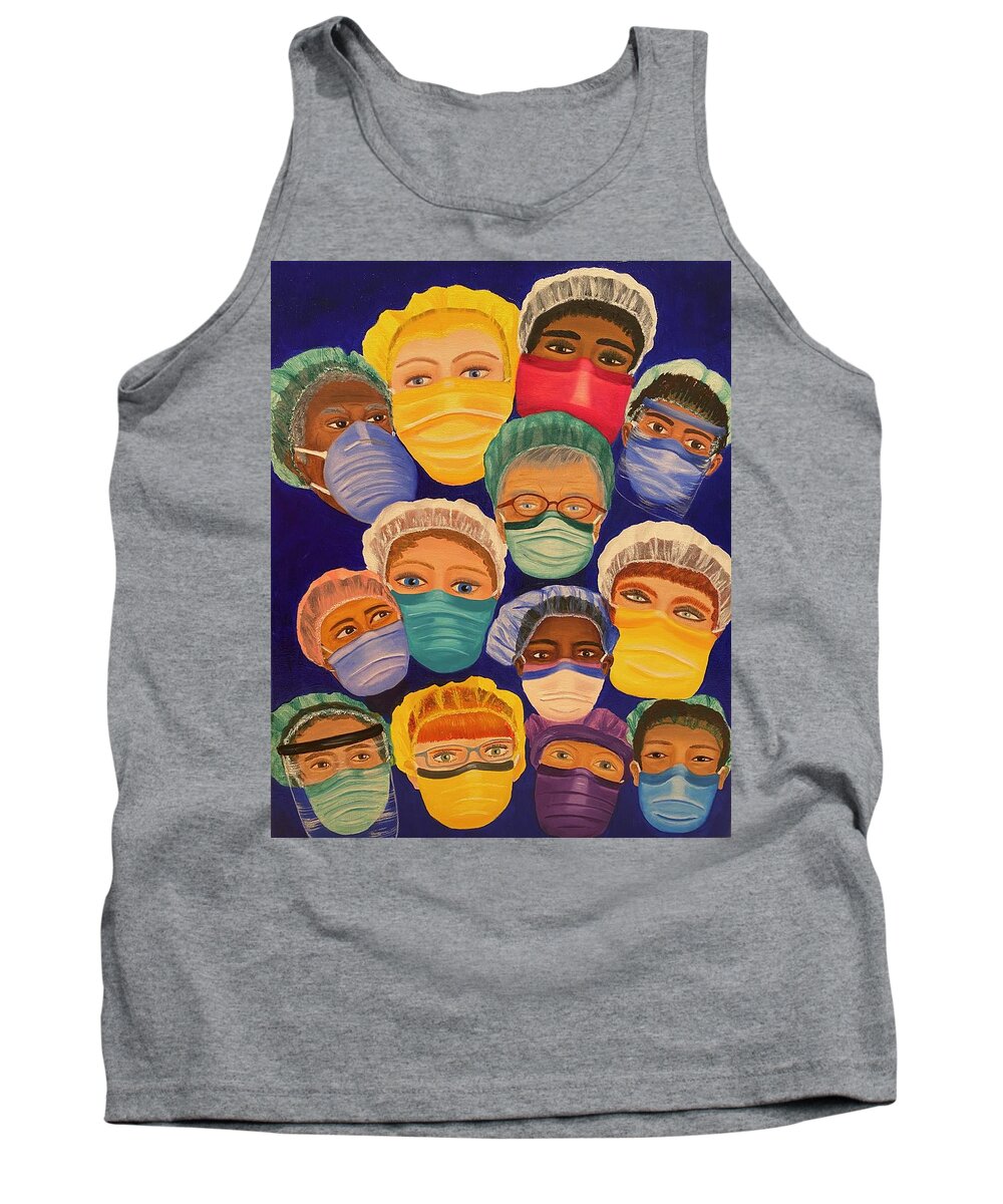 Covid-19 Tank Top featuring the painting Compassionate Warriors #1 by Marlyn Boyd