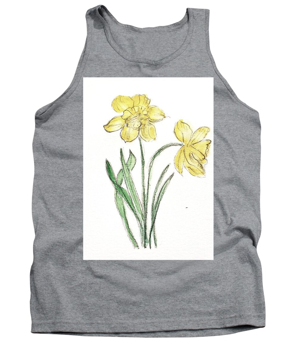 Yellow Flowers Tank Top featuring the painting Daffodils #1 by Margaret Welsh Willowsilk