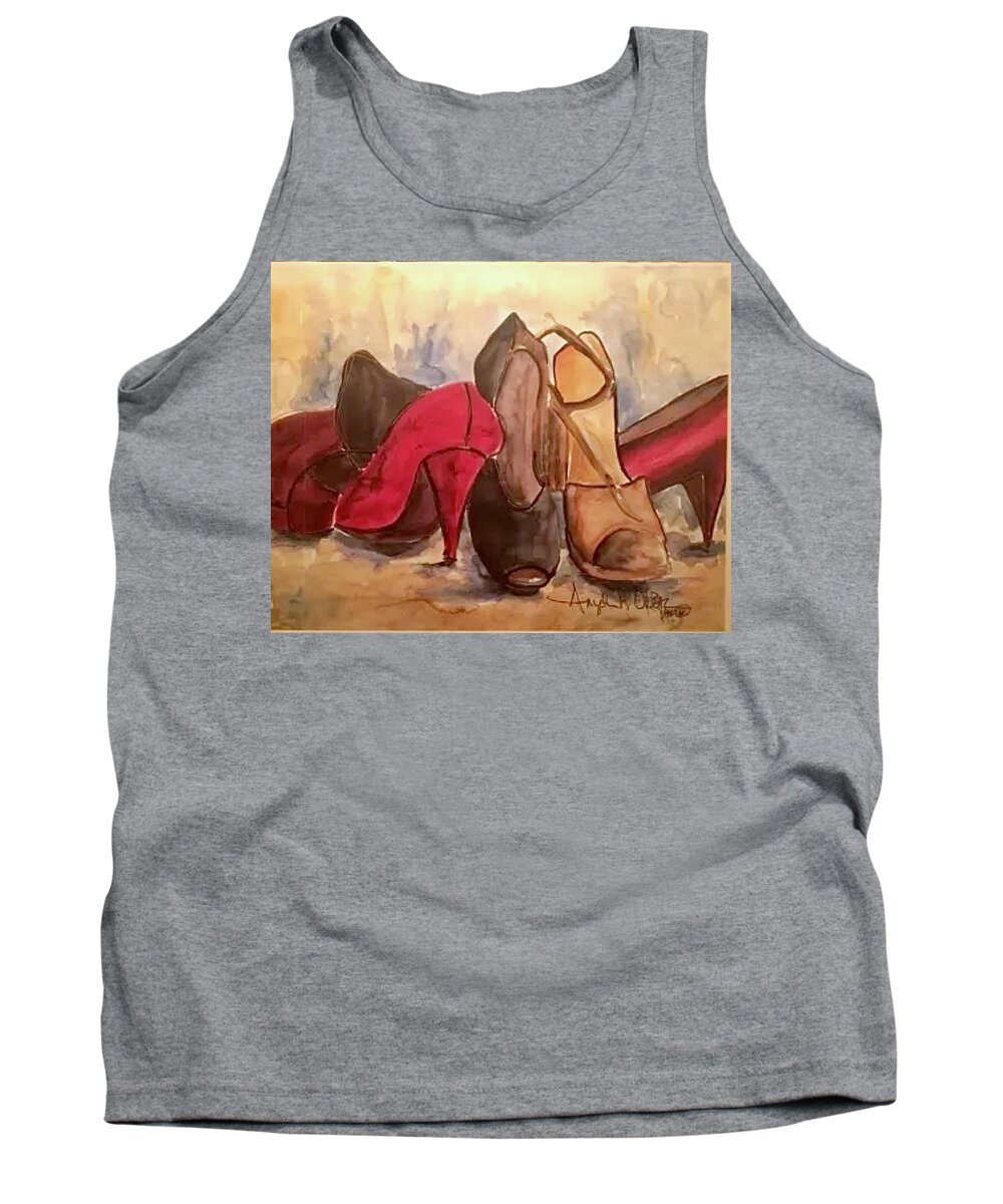 Tank Top featuring the painting Dress shoes by Angie ONeal