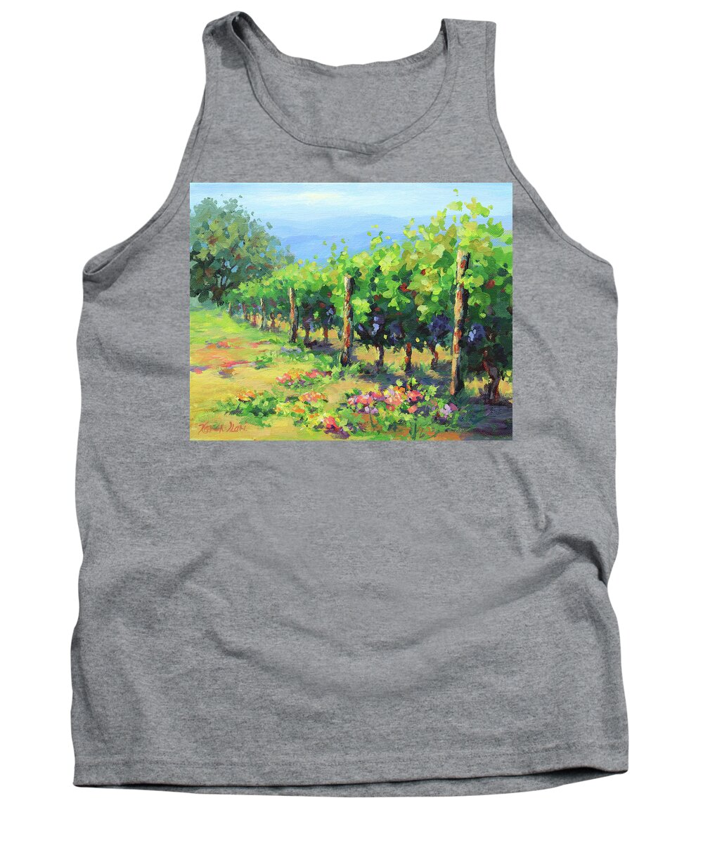 Landscape Tank Top featuring the painting In the Vineyard by Karen Ilari