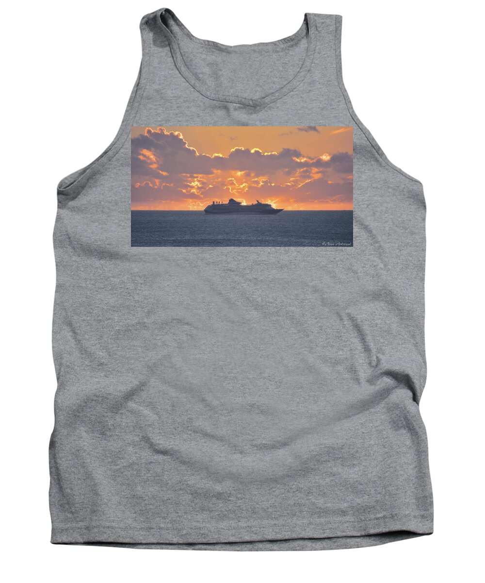 Cruise Ship Tank Top featuring the photograph Liner at the Gates of Dawn by Alan Ackroyd