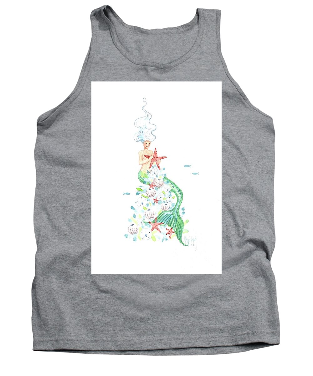 Christmas Tree Tank Top featuring the painting Mer card #1 by Maggii Sarfaty