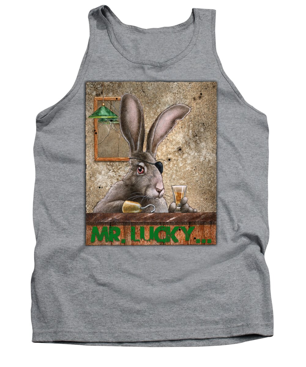 Rabbit Tank Top featuring the painting Mr. Lucky... #4 by Will Bullas