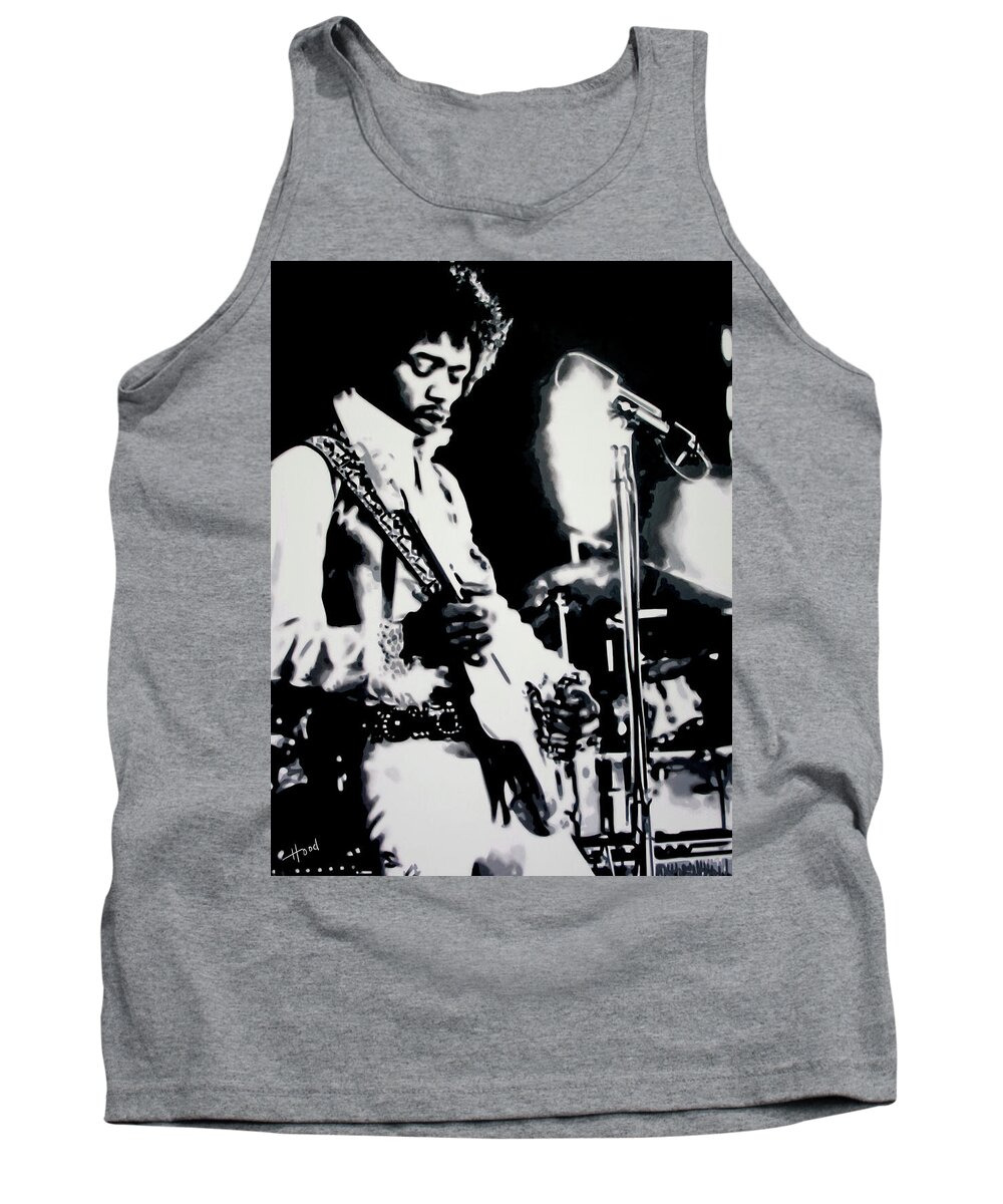 Jimi Hendrix Tank Top featuring the painting Purple Rain #1 by Hood MA Central St Martins London