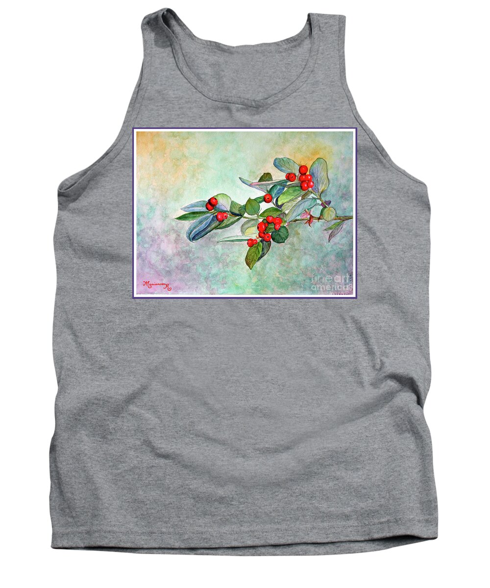 Art Tank Top featuring the painting Red Berries #2 by Mariarosa Rockefeller