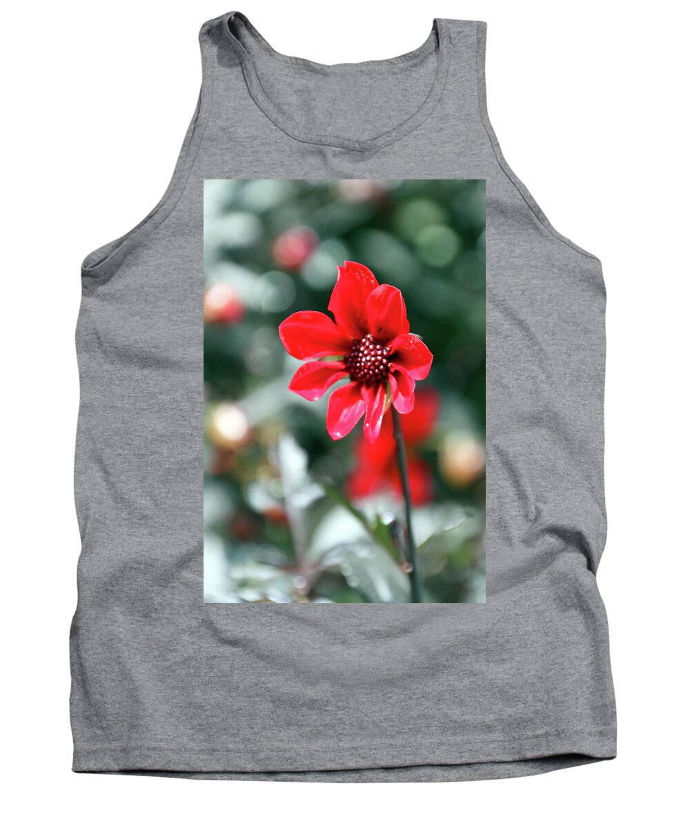 Flower Tank Top featuring the photograph Red Bokeh #1 by Carolyn Stagger Cokley
