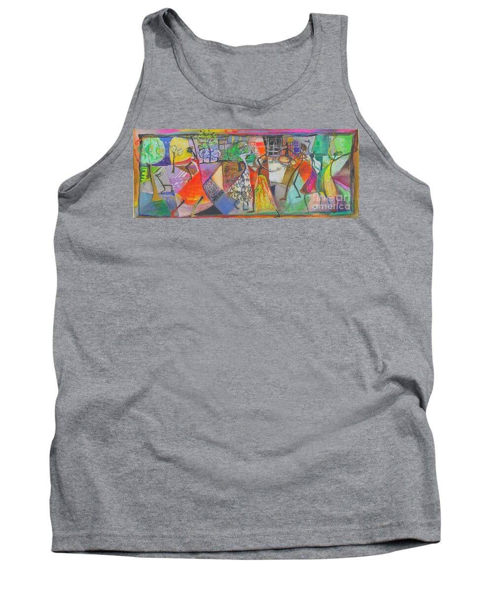 Calypso Music Tank Top featuring the painting Rhythms by Cherie Salerno