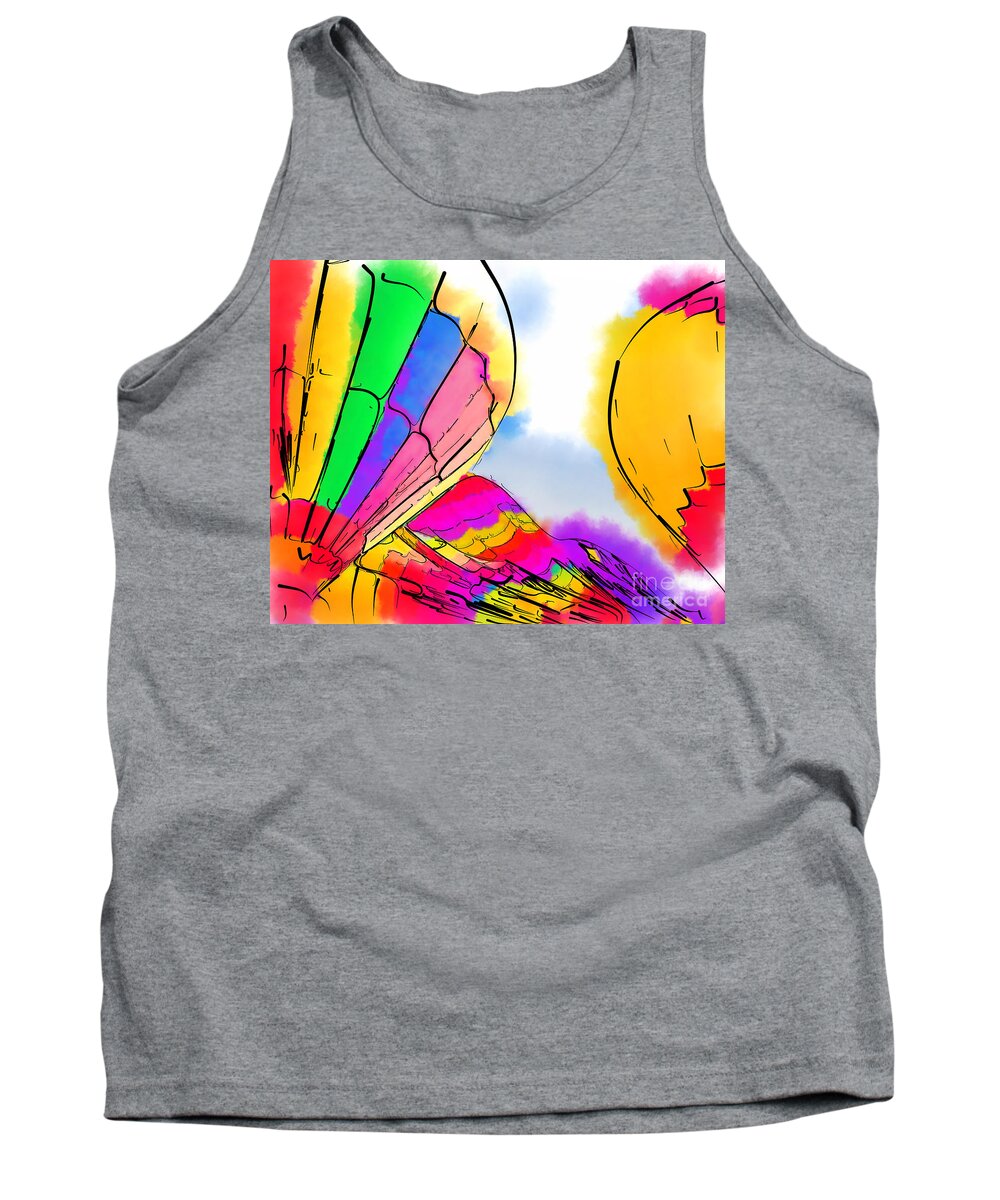 Hot-air Tank Top featuring the digital art Three Balloons by Kirt Tisdale