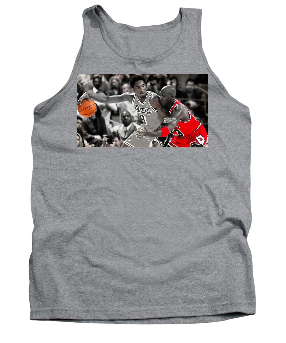 Kobe Bryant Tank Top featuring the mixed media Two Masters at Work #2 by Brian Reaves