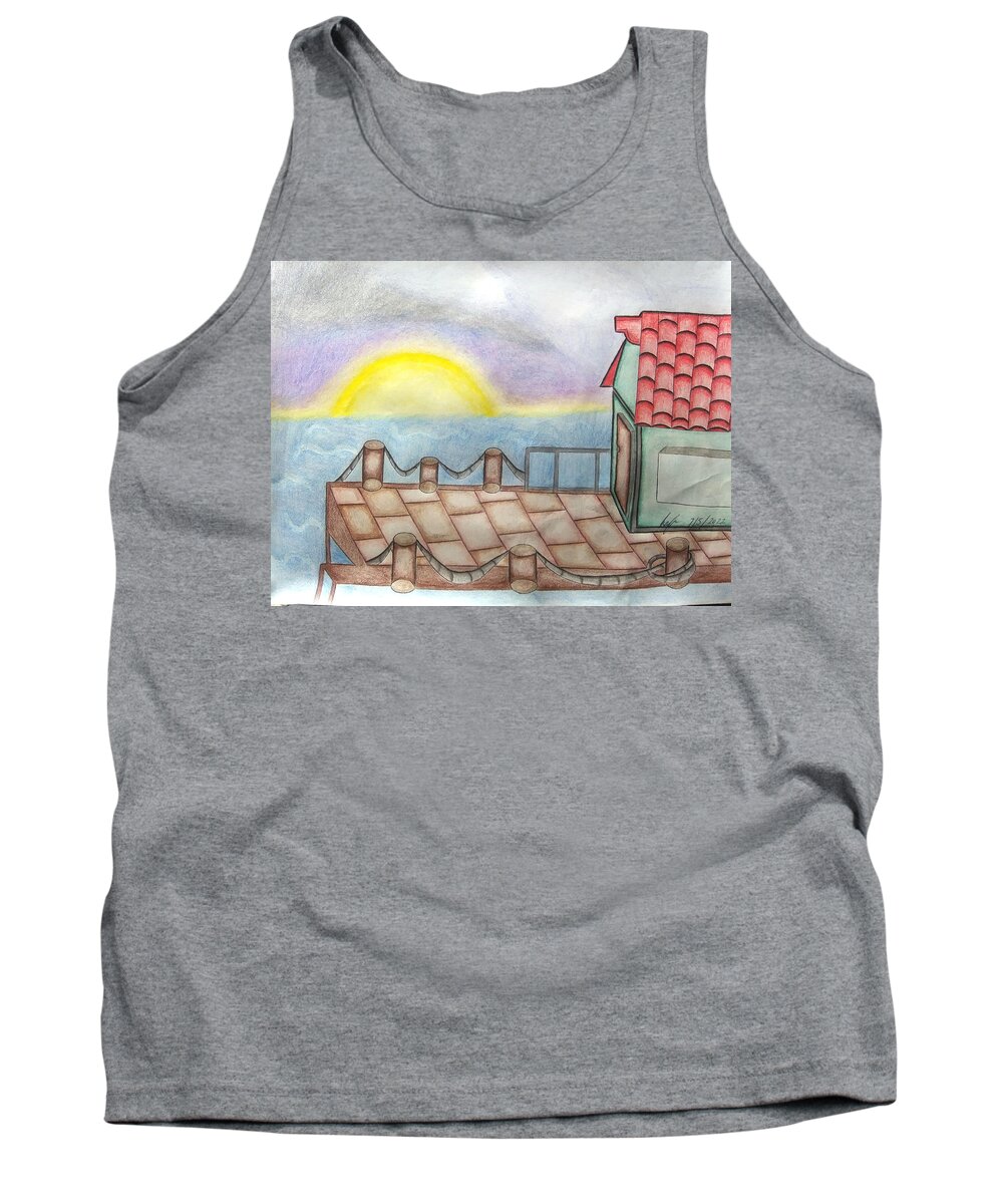 Black Art Tank Top featuring the drawing Untitled #1 by Aaron Jones