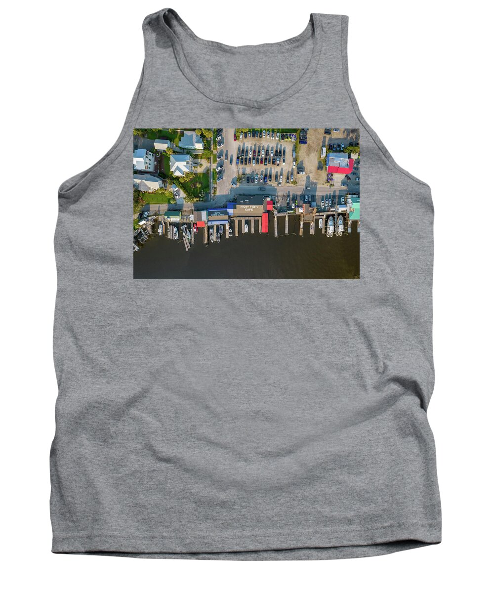 Aerial Tank Top featuring the photograph Waterfront Restaurants #1 by Dave Guy