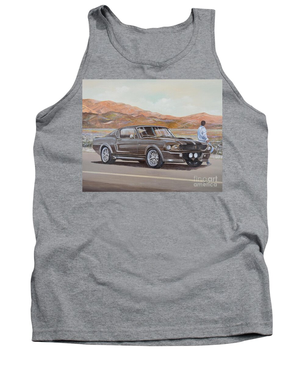 1967 Ford Mustang Fastback Tank Top featuring the painting 1967 Ford Mustang Fastback by Sinisa Saratlic