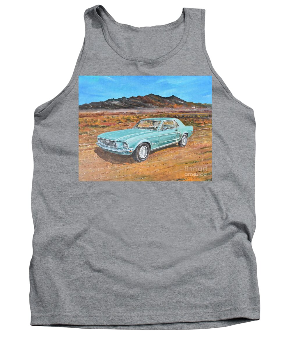1968 Ford Mustang Painting Tank Top featuring the painting 1968 Ford Mustang by Sinisa Saratlic