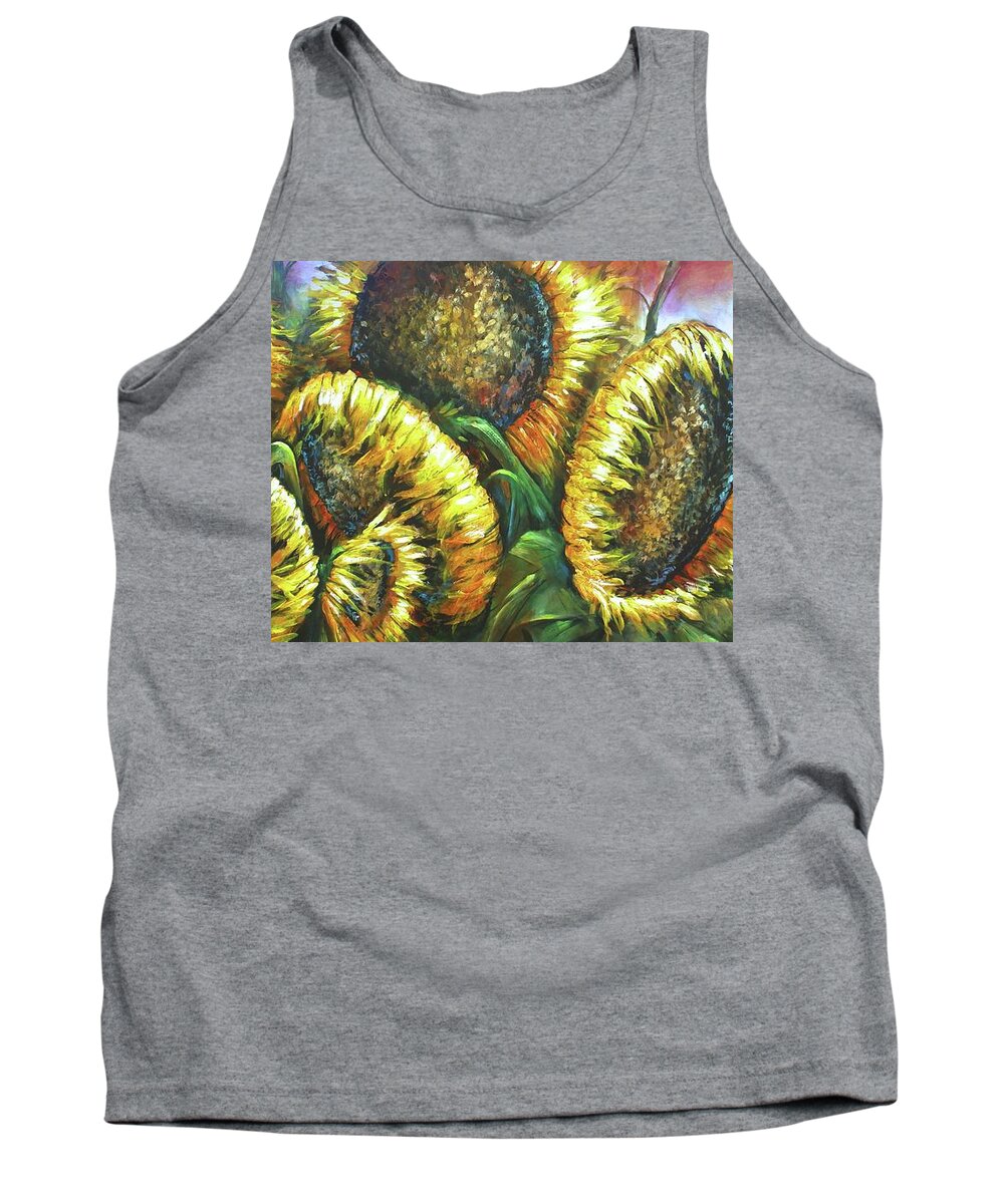 Flowers Tank Top featuring the painting Sunflowers #3 by Michael Lang