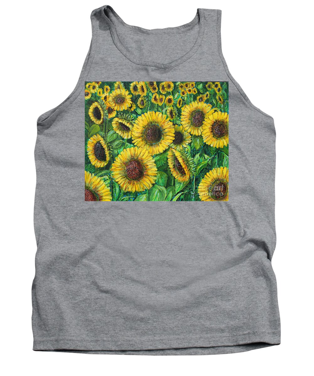 Wandell Tank Top featuring the painting Sunflowers #1 by Richard Wandell