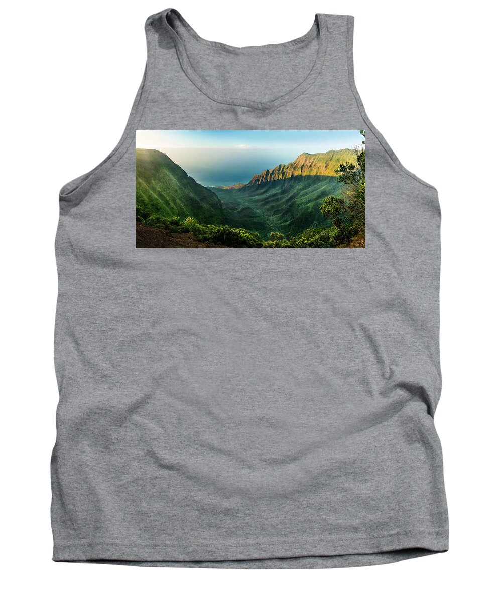 Beautiful Tank Top featuring the photograph Panoramic view of Kalalau valley Kauai #4 by Steven Heap