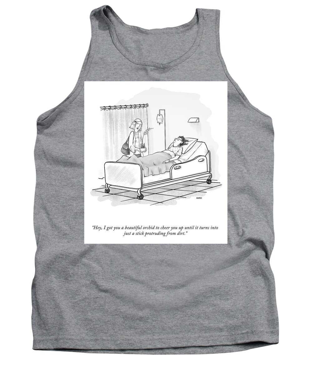 Hey Tank Top featuring the drawing A Beautiful Orchid To Cheer You Up by Teresa Burns Parkhurst